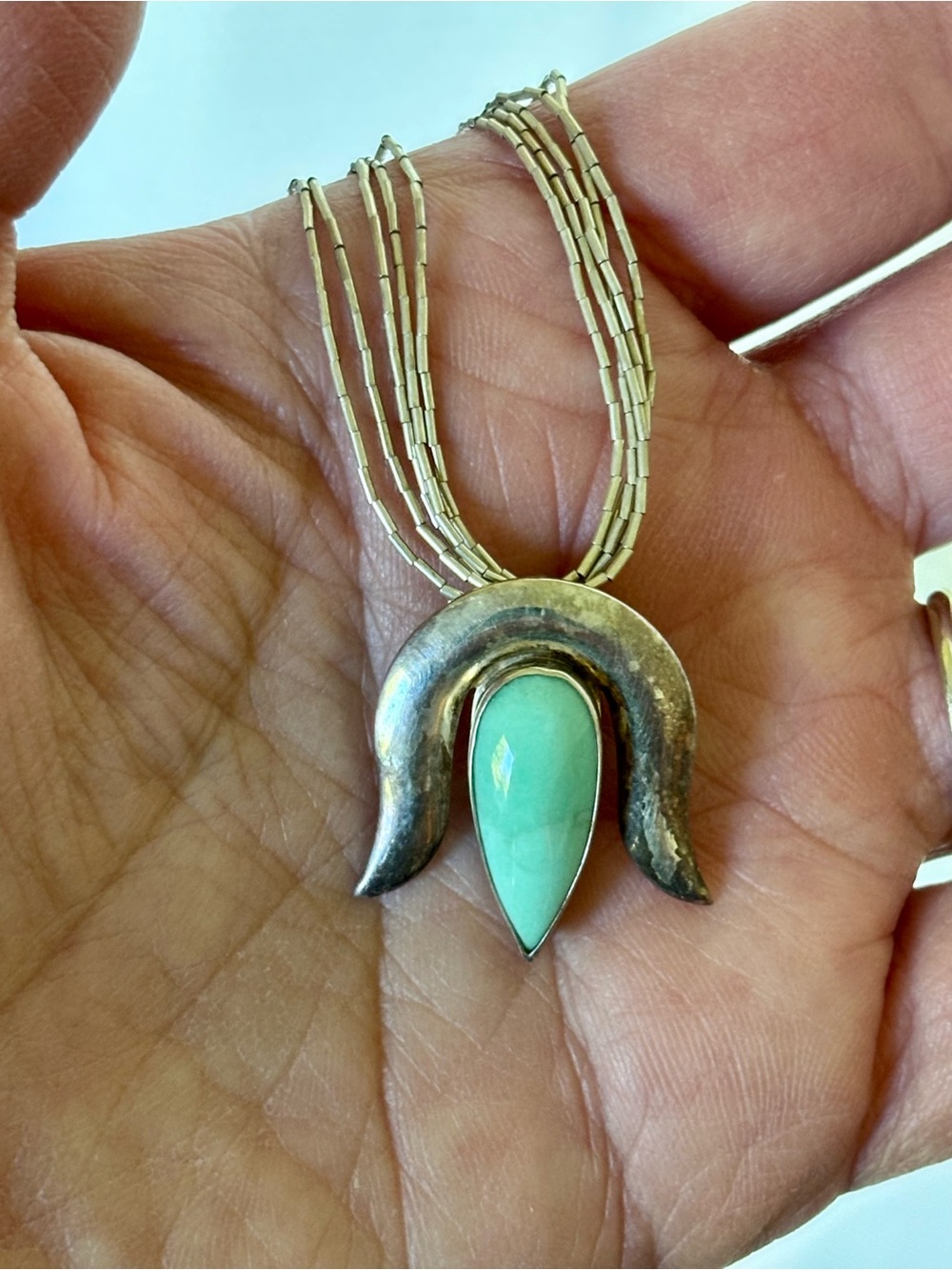 Carolyn Pollack Turquoise Teardrop Pendant Necklace in Silver Tone
